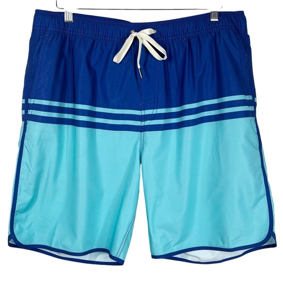 FAIR HARBOR Blue Colorblock Lined Men's Swim Trunks Board Shorts Size XXL - Picture 1 of 7
